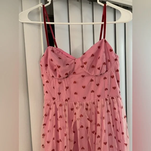 Betsey Johnson Valentines Heart Print Pink Dress - Picture 8 of 12